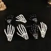 Pinza para el pelo de mano de esqueleto de Halloween Garra de fantasma Accesorios de decoración Accesorios para el pelo de esqueleto en blanco y negro Suministros divertidos para disfraces de fiesta