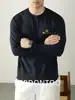 [Estilo Lujo Clásico] Camiseta de Manga Larga de Algodón Modal 60S tipo Nube para Hombre, Camisa Base Estampada Amigable con la Piel para Primavera y Otoño