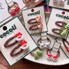 Grampo de Cabelo Infantil de Natal Menina Personagem de Desenho Animado Galhadas Presilha BB Laço Presente Cor Café Árvore de Natal Elástico de Cabelo