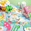 Mm046 Fiesta de Primavera Pascua Fiesta Banner 8 Personas Plato de Papel de 4 Piezas Vaso de Papel de Seda