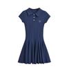 Vestido Polo Feminino Sexy Verão 2024 Gola Lapela Estilo College Fivela Design com Pedras Quentes Cintura Alta Saia Curta para Mulheres