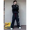 Pantalones anchos de color block estilo retro americano 2026 para hombre y mujer, streetwear elegante, versátiles, holgados, casuales, deportivos, largos