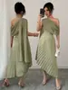 Vestido de Festa Irregular de Sarja Plissada Assimétrico de Um Ombro com Ajuste na Cintura para Mulheres Transfronteiriço Europeu e Americano da Amazon
