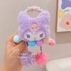 Lazo para el cabello de Kuromi Cuerda para el cabello para niños Lindo Sanrio Lana Dibujos animados Tendones de goma Accesorios para el cabello de niña con bola de cola de caballo