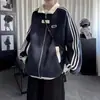 Chamarra deportiva a rayas de tres barras con bloques de color de moda estilo americano para hombres y mujeres, diseño de primavera y otoño, sudadera versátil con cremallera