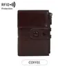 Venta Caliente FBA Cuero de Cera de Aceite Retro Ranuras Múltiples para Tarjetas Billetera para Monedas RFID Anti-Skimming Doble Cremallera Cartera Corta de PU para Mujer