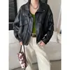 Sikan Otoño Nuevo Llegada Retro Americano Piel PU Cuello Alto Corta Oversize Chaqueta de Cuero SN9320