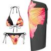 Novo Roupa de Banho Três Peças Sexy Estampada Estilo Europeu e Americano de Comércio Exterior Transfronteiriço Estilo Amarrar Estampa Lily Charm da Amazon