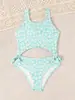 Nuevo Conjunto de Traje de Baño 2025 para Niñas con Tirantes de Lazo Floral Estilo Coreano Dulce Traje de Baño para Vacaciones en la Playa Infantil