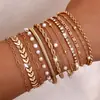 Transfronteiriça Europa e Estados Unidos e Estados Unidos venda quente 5 peças pulseira terno mulheres liga redonda conta corrente caixa corrente simples moda pulseira