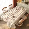 Toalha de Mesa Estilo Étnico em Pele de Cordeiro, Impermeável, à Prova de Óleo, Lavável, Resistente ao Calor, Luxo Leve, Retangular Boêmia para Mesa de Jantar