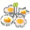 Conjunto de 4 anéis de ovo em aço inoxidável, moldes de ovo redondos, em formato de estrela e coração, ferramentas antiaderentes para fritar ovos, acessórios de cozinha para RV, moldes não elétricos para formar ovos para panquecas e omeletes, ferramentas de fritura de ovos para cozinha de restaurante, ferramentas de lancheira em formato de coração