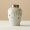 Tarro de Cerámica para Té de Hortensias Hecho en Fábrica con Tapa de Aluminio de Doble Capa para Guardar Té, Juego de Té, Tarro para Cenizas, Tarro Sellado, Tarro Vacío