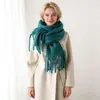 Chal de Otoño e Invierno de Alta Gama Transfronterizo con Borlas Largas, Bufanda Gruesa de Color Sólido Estilo Coreano, Longitud Extendida para Calidez