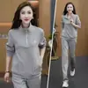 Conjunto Esportivo Elegante com Gola Alta para Mulheres, Novo Estilo Primavera e Outono, Conjunto Casual de Moletom Duas Peças Estiloso e Rejuvenescedor para Mães, Exportação