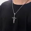 Collar Colgante Cruz Estrella de Cinco Puntas Retro de Doble Cara Más Vendido Transfronterizo, Joyería de Collar de Moda Nicho Personalizado para Hombres