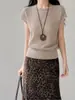 Top de punto Goming estilo coreano con hombros descubiertos y mangas acampanadas para mujer, nueva camiseta de punto de Guangzhou Thirteen Lines AN428