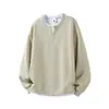 Ropa para Hombre Pengyun Estilo Americano Marca de Moda Sudadera con Cuello en V de Dos Piezas Falsas para Hombre, Nueva de Primavera y Otoño Top para Hombre con Textura Pesada en Capas