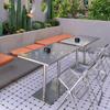 Mesa de Acero Inoxidable Impermeable para Exteriores Silla Plegable Moderna Sencilla Cafetería Tienda de Té con Leche Mesa Redonda Pequeña Muebles de Comedor