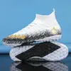 Zapatos de fútbol de caña alta transfronterizos para hombres y mujeres, tacos TF para césped artificial, tacos largos AG, zapatos deportivos antideslizantes para correr al aire libre para estudiantes
