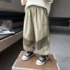 Calça de Verão para Meninos com Letra Bordada e Tela Anti-Mosquito Estilo Coreano Infantil Fina Fresca Casual Calça Longa para Bebê Exportação