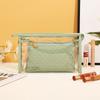 Bolsa Cosmética de PU de Gran Capacidad y Alta Calidad con Textura de Bambú, Bolsa Portátil para Almacenamiento de Cosméticos, Bolsa Impermeable para Artículos de Aseo