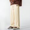 Calças Casuais Masculinas Primavera Nova Retro Drapeado Lateral Strip Costura Calça Reta Solta Calças Esportivas Moda Homens