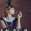 1920 Gates tocado de plumas para el pelo mismo estilo diadema tocado bola única Mascarada Halloween accesorios para el pelo tocado