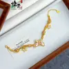 Pulsera trenzada de color oro arena y rosa estilo influencer de moda para mujer con un diseño único, charm de mariposa de deseos, joyería de moda de nicho