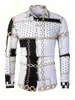 Nova Camisa Masculina de Manga Longa Estampada 2026, Moda Transfronteiriça Cor Blocada Padrão Corrente Camisa Masculina