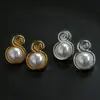Aretes de Perla con Hilo de Figura de Ocho Estéreo Estilo Metálico para Mujer, Aretes de Perla en Espiral Estilo Festivo, Aguja de Plata 925 Venta al por Mayor