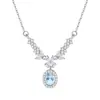 Collar Transfronterizo de Plata de Ley S925 con Piedra de Cristal para Mujer, Popular Cadena de Clavícula de Piedra Natural Versátil de Moda de Alta Gama para Mujer