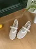 Zapatos Mary Jane Tejidos de Punta Redonda para Mujer en Stock al por Mayor Estilo Nuevo 2026 de una Sola Correa Planos Transpirables de Suela Blanda