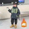Roupa Externa de Fleece para Meninos Inverno Infantil Veludo Plus Espessado Roupas de Algodão 2026 Novo Estilo Bonito Menino Bebê Roupas de Outono e Inverno
