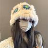 Chapéu de lã com pelo de coelho feminino outono e inverno fofo pelúcia quente estilo nacional chapéu de leão chapéu de cabeça de tigre pequeno com rosto feito à mão