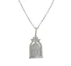 Collar con Colgante de Puerta del Castillo de la Felicidad S925 de Plata para Mujer, Cadena para Clavícula de Lujo Ligero Nicho Full Diamond Brillante de Gama Alta