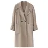 Abrigo de lana 100% pura de doble cara de alta calidad para mujer, largo, elegante, estilo coreano, chaqueta de tweed de lana, otro