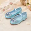 Zapatos de Princesa de Cristal Multicolor para Niñas para Salidas Diarias y Ocasiones Formales, Zapatos de Salón Estilo Dulce con Flores de Pedrería de Colores y Correas de Velcro