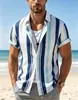 Camisa social casual de manga curta com listras para negócios Amazon transfronteiriços, sem amassar, anti-vinco, com elasticidade em quatro direções, atacado de fábrica