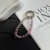 Anillo para dedo con incrustaciones de diamantes de cristal estilo Ins, cordón para teléfono, llavero corto creativo, colgante para bolso