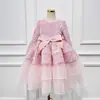 Vestido de Manga Larga para Niña de Verano, Vestido de Princesa de Lujo Ligero, Vestido de Pastel de Lentejuelas de Manga Larga de Terciopelo, Vestido para Niña Cumpleañera Anfitriona de Piano