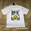 Versión Alta Transfronteriza Colección de Manga Corta Rhude Retro Americano Marlboro Streetwear Casual Holgado Pareja Camiseta de Cuello Redondo