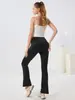 Calça Yoga Flare Cintura Alta Levanta Bumbum Secagem Rápida Estilo Europeu e Americano para Mulheres, Calça Wide-Leg Esportiva com Sensação de Pele Nua, Calça Fitness
