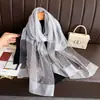 Novo Lenço de Seda Falsa Liso com Pérolas, Estilo Transfronteiriço, Lenço Fino Liso Europeu e Americano para Primavera e Verão, Lenço Longo Head Wrap com Contas