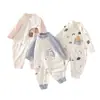 Roupas para Recém-Nascidos, Algodão Puro, Classe A, Estilo Primavera e Outono, Roupa Íntima Colada para Meninos e Meninas, Macacão Completo Primavera e Outono