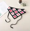 Bufanda triangular de punto retro francesa hecha a mano para chica, estilo artístico, dulce y bonito, para viaje, banda para el pelo femenina, a la moda