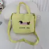 2025 Verano Nuevo Bolso de Lona de Hombro Lindo Bordado de Dibujos Animados Bolso Bandolera Casual Gran Capacidad Bolso Tote con Cordón