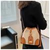 Bolsos Bolso de Comercio Exterior para Mujer 2023 Bolso de Cubo de Lona con Costuras en Contraste de Estilo Coreano Bolso de Hombro Textil de Moda Bolso Cruzado