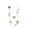 Collar Largo de Metal con Flores y Bloques de Color para Mujer, Diseño Estilo Ins, Cadena de Suéter en Capas, Cadena para la Cintura, Regalo de Moda para el Día de la Madre
