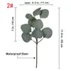 Flores Artificiales Transfronterizas de Amazon, Hojas de Eucalipto Artificiales, Ramas de Dólar Plateado de Tallo Corto, Hojas Decorativas, Plantas Verdes Simuladas, Hojas de Plástico
